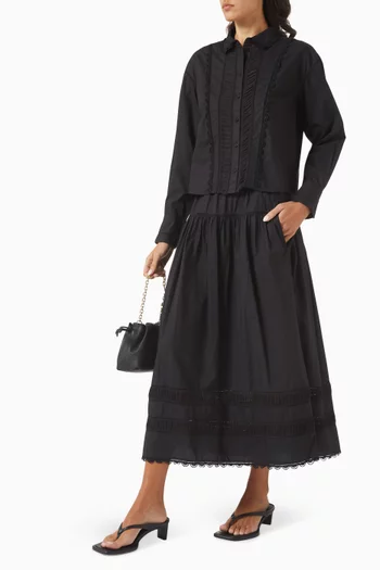 Harlow High-waisted Maxi Skirt in Cotton Poplin