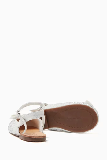 Bow Crystal-embellished Ballet Flats in Leather