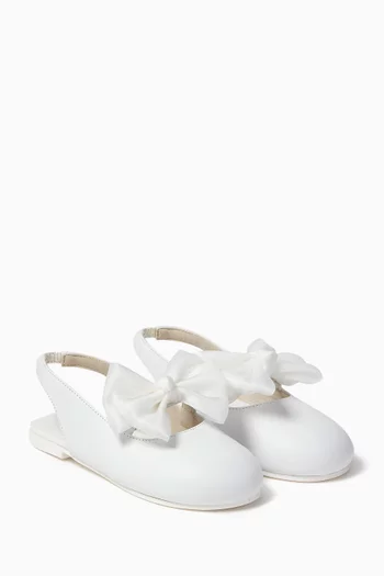 Bow Slingback Ballet Flats in Leather