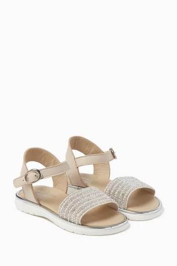 Embellished Sandals in Leather