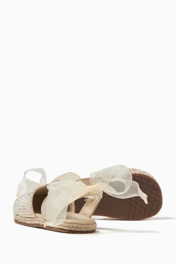 Rhinestone-embellished Espadrille Ballet Flats