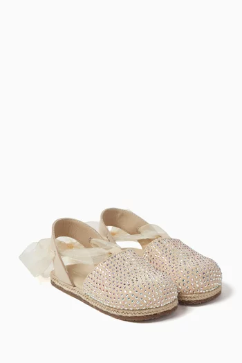 Rhinestone-embellished Espadrille Ballet Flats