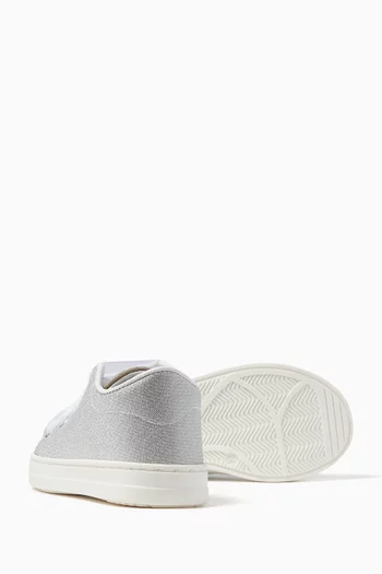 Lace-up Metallic & Tulle Sneakers