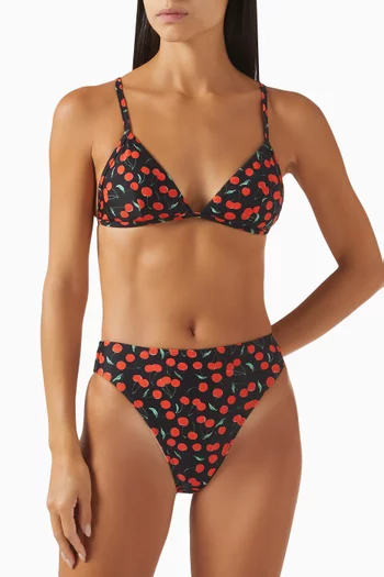 Cherry-print Good Waist Bikini Briefs