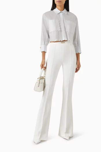 Scalloped-trim Shirt in Cotton