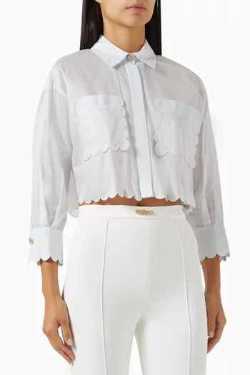 Scalloped-trim Shirt in Cotton