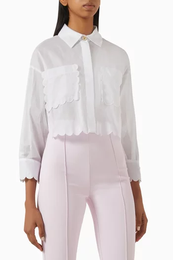 Scalloped-trim Shirt in Cotton