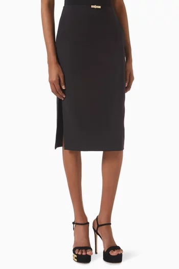 Jewel Detail Skirt in Double-layer Crepe