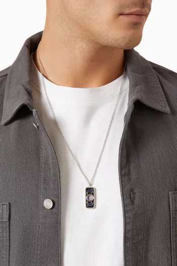 Flipping Moon Onyx Pendant Necklace in Sterling Silver