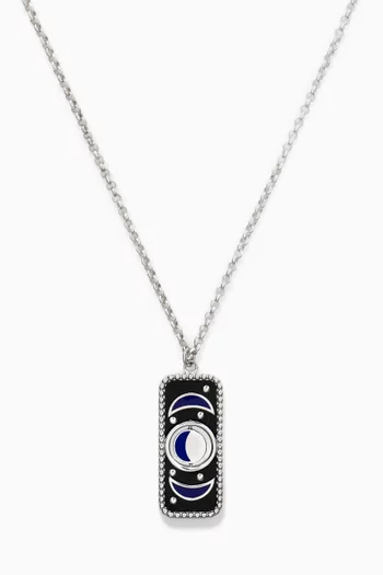 Flipping Moon Onyx Pendant Necklace in Sterling Silver