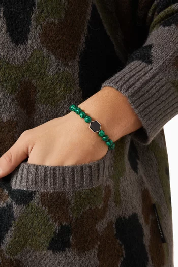 Onyx Hexagon Beaded Bracelet in Sterling Silver
