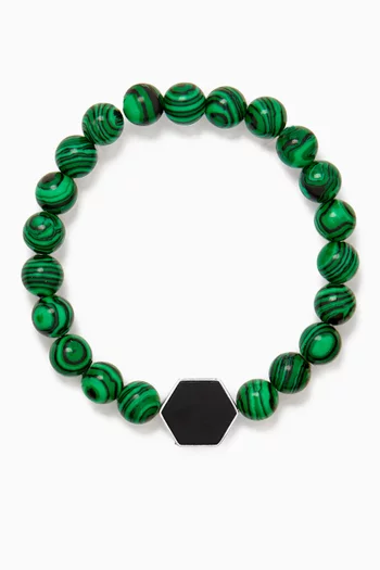 Onyx Hexagon Beaded Bracelet in Sterling Silver