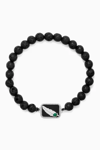 Lucky Feather Beaded Bracelet in Sterling Silver