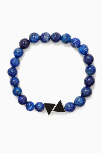 Onyx Triangle Beaded Bracelet in Sterling Silver