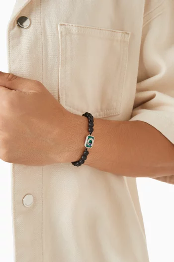 Lucky Horseshoe Beaded Bracelet in Sterling Silver