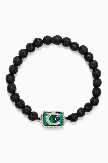 Lucky Horseshoe Beaded Bracelet in Sterling Silver