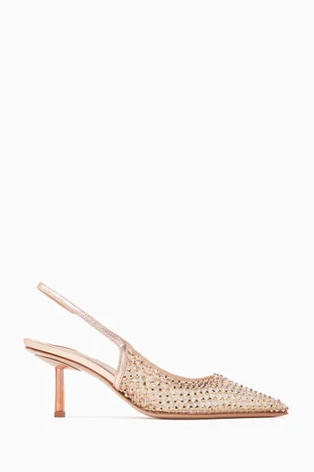 Gilda 60 Embellished Slingback Pumps in Mesh & Leather