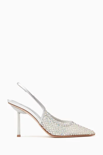 Gilda 80 Embellished Slingback Pumps in Mesh & Leather