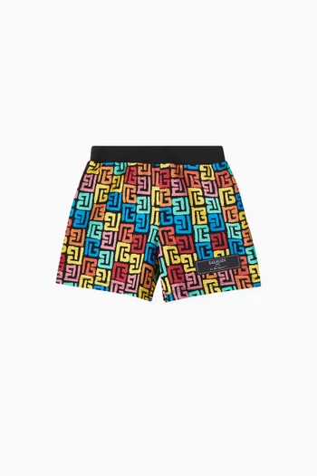 Allover Logo-print Shorts in Cotton-jersey