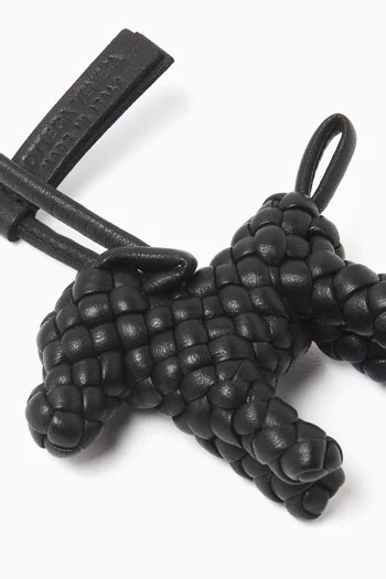Dog Charm in Intreccio Nappa Leather