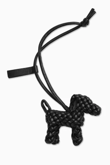 Dog Charm in Intreccio Nappa Leather