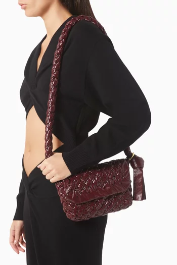 Small Kalimero Città Shoulder Bag in Intrecciato Leather