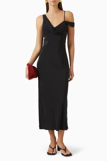Draped Off-Shoulder  Dress in Silk