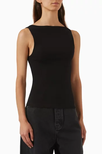 Bateau Cut-out Top in Rib-knit