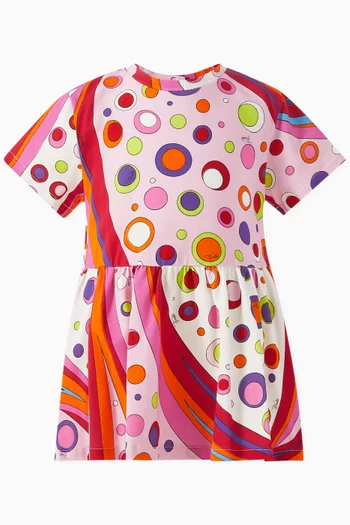 Abstract-print Dress in Cotton