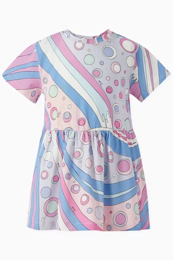 Abstract-print Dress in Cotton