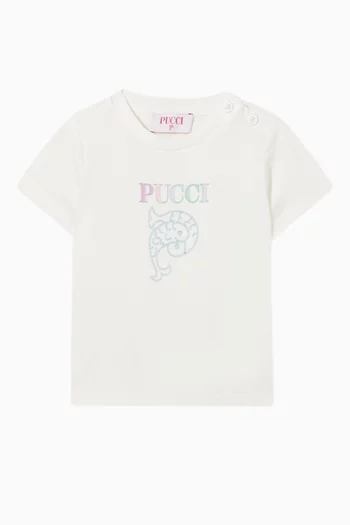 Logo Embroidered T-shirt in Cotton