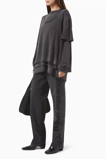 EZ Cut-out Logo Jeans in Denim