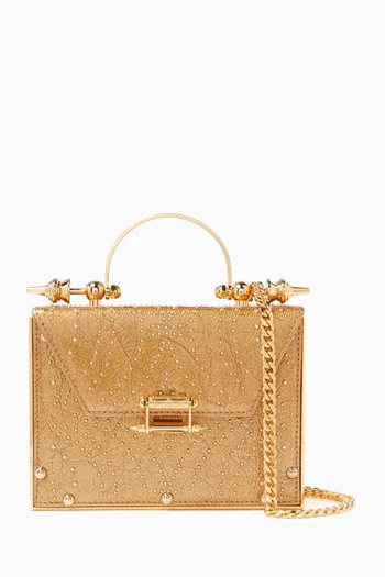 Mahogany Studded Top-handle Bag in Leather