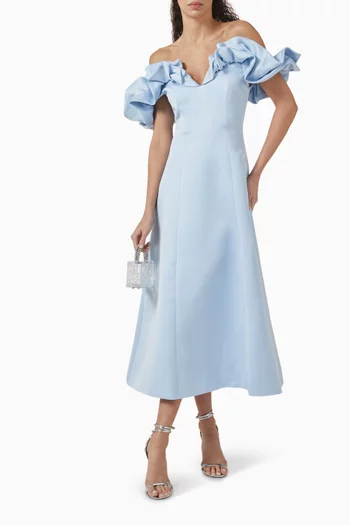 Annie Off-shoulder Frill Midi Dress