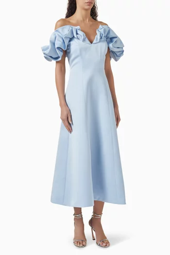 Annie Off-shoulder Frill Midi Dress