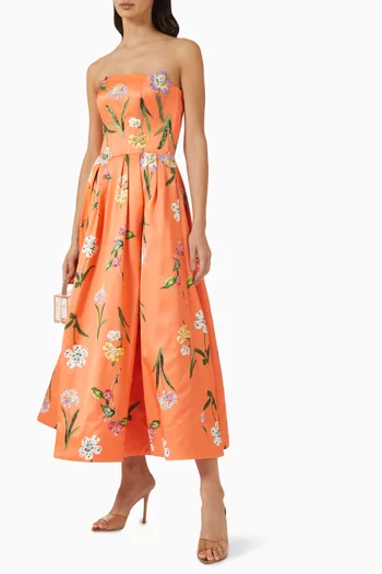 Lynn Bustier Midi Dress in Cotton-blend