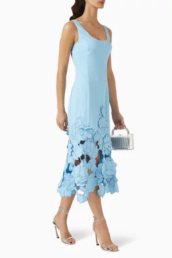 Emily Appliqué Midi Dress in Viscose