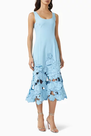 Emily Appliqué Midi Dress in Viscose