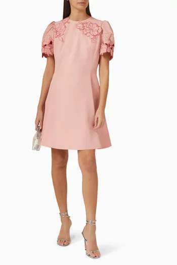 Elyse Floral-appliqué Mini Dress in Viscose