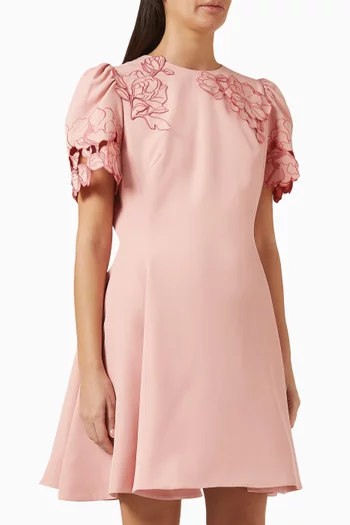 Elyse Floral-appliqué Mini Dress in Viscose