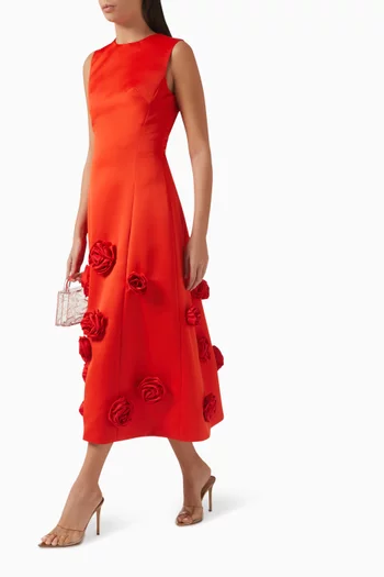 Cleo Sleeveless Midi Dress in Crepe