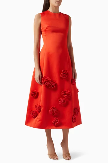 Cleo Sleeveless Midi Dress in Crepe