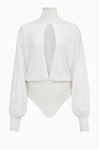 FIne-knit Bodysuit in Wool-blend