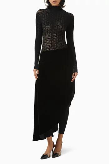 Asymmetrical Midi Skirt in Velvet