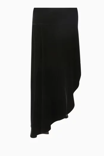 Asymmetrical Midi Skirt in Velvet