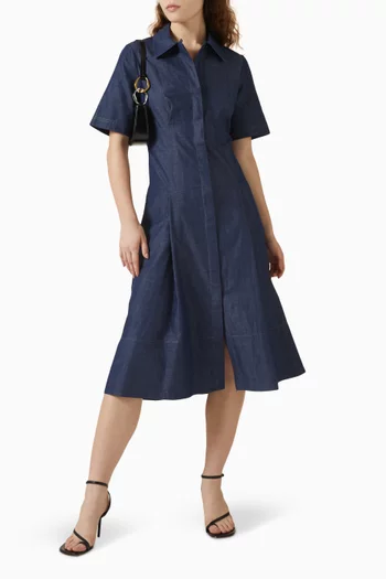 Midi Shirt Dress in Denim