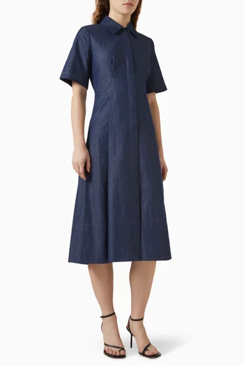 Midi Shirt Dress in Denim