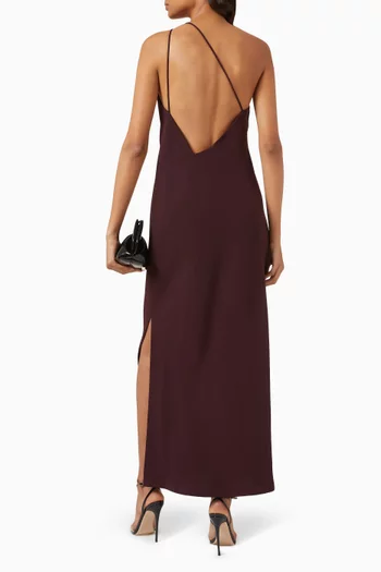 One-shoulder Jewel Sphere Maxi Dress in Crepe