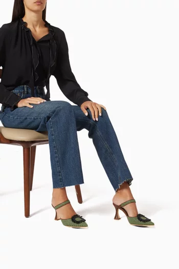 Atika 90 Bead Buckle Mules in Raffia