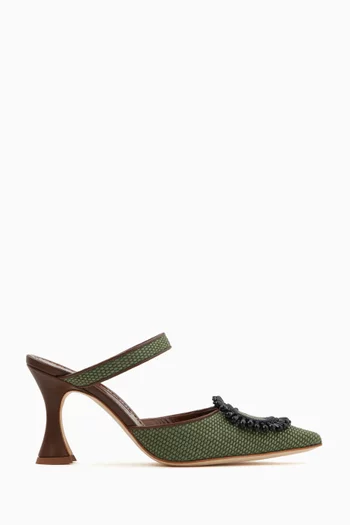 Atika 90 Bead Buckle Mules in Raffia